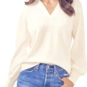 Vince Camuto Plus Size XXL Long Sleeve Ivory Collared Sweater